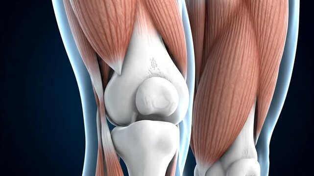 Detailed 3D Animation of Human Knee Joint Anatomy and Muscles.