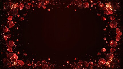 A dark frame made of glowing red geometric shards, with a deep crimson center and subtle sparkle