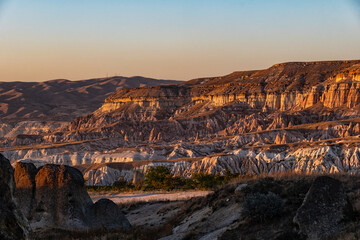 Sunset in Cappadocia in Goreme valley
