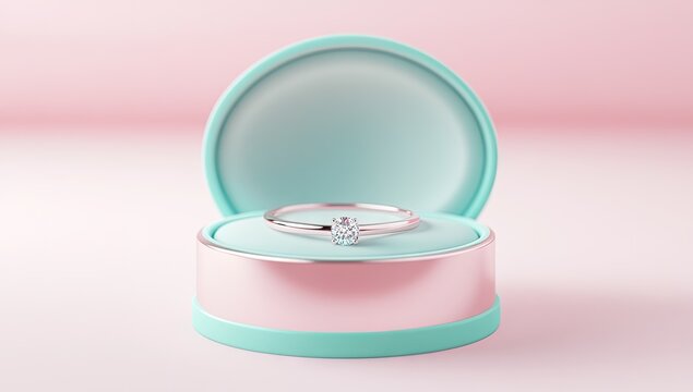 Delicate ring in a pastel gift box - Powered by Adobe