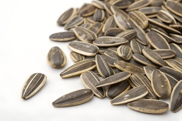 sunflower seeds on white background