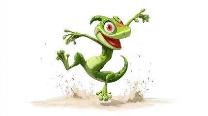 Fototapeta premium Cartoon lizard dances in sand