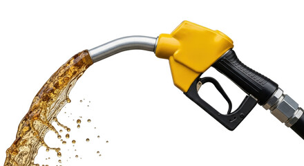 Isolated gas pump nozzle, dispensing fuel, gasoline, liquid resource from silver metal spout