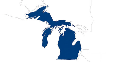 Great lakes region prominently displayed on a map, showcasing the interconnected waterways and surrounding states in a clean, minimalist style.