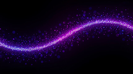Obraz premium Abstract Purple Light Wave Background with Glittering Particles and Dark Space Great for Technology