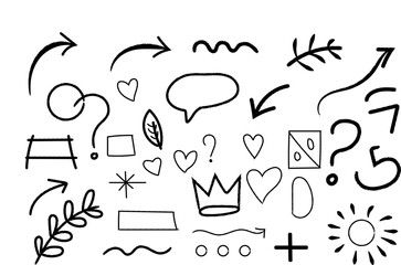 Hand Drawn Doodle Elements Vector Design Illustration Black and White