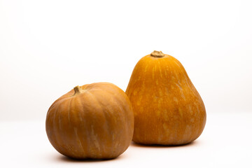 yellow pumpkins on a white background