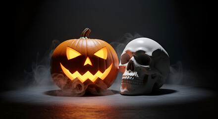 halloween pumpkin on black background