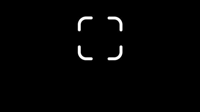 Minimalistic QR code prompt on a black background for scanning