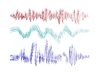 Sound wave line, abstract blue equalizer Voice set