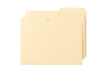 File folders stacked, organizing important business documents, paperwork, and data management on transparent background