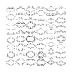 Large set vector black silhouette frame cartouches badges silhouette vector