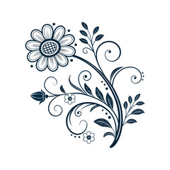 Ornamental floral vector design with decorative flower and leaves illustration