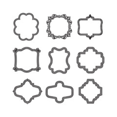 Large set vector black silhouette frame cartouches badges silhouette vector