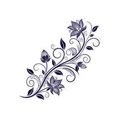 Floral ornament vector with decorative flowers and swirl botanical leaf design