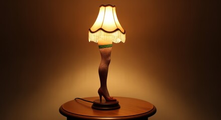 Whimsical leg lamp casts warm glow, adding quirky charm to any vintage or retro decor setting.