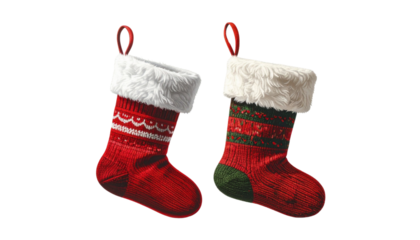  - Double Green Stocking Set with Plain and Decorated Variations isolated on transparent background.