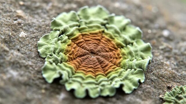 Macro Close Up of Colorful Lichen on a Rock Surface.
