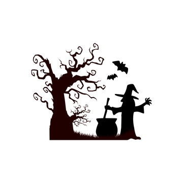 Design Vector witch Happy Halloween 2025 for festival day element icon 