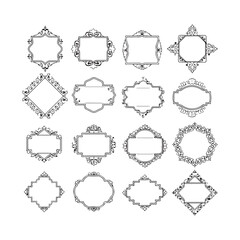 Large set vector black silhouette frame cartouches badges silhouette vector