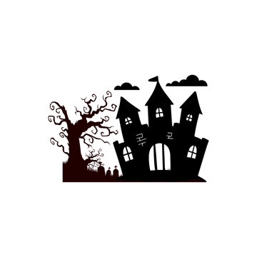 Design Vector haunted house Happy Halloween 2025 for festival day element icon 