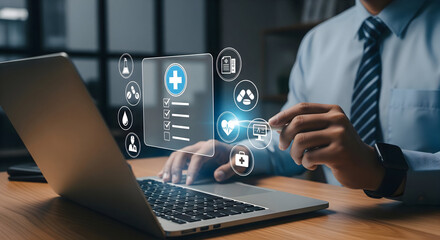 Modern doctor using digital health technology for patient care and monitoring