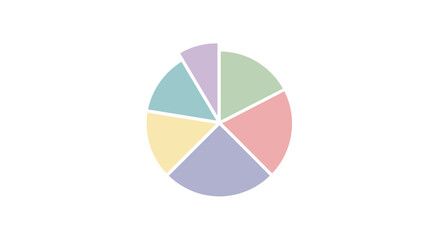 Fototapeta premium Pastel Pie Chart with Six Segments Data Visualization Graphic.