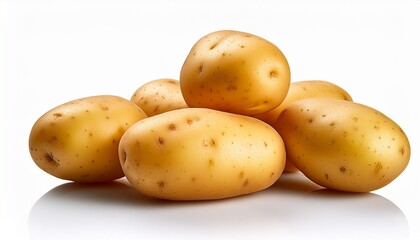 fresh yellow potatoes on white