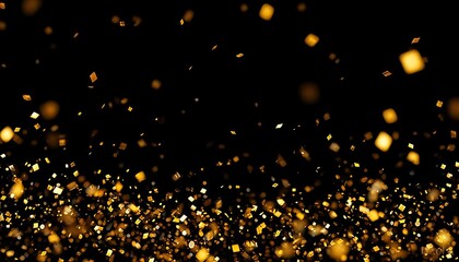 golden confetti on the black background.