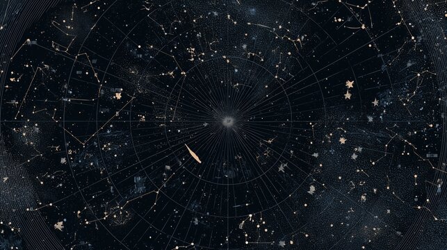 Celestial Star Map with Constellations