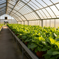 Green Plants in Modern Greenhouse