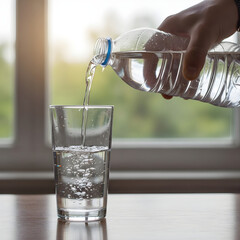 Refreshing Drink Water Pour Action