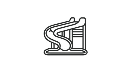 Playground slide illustration in simple monochrome outline, evokes childhood memories and fun