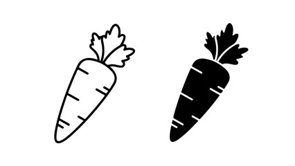 Simple Carrot Vegetable Outline and Glyph Icon Set