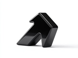 Obraz premium Glossy black upward arrow, angled. Isolated on white, 3D rendering