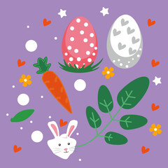 easter seamless pattern with rabbits, easter pack, vector art