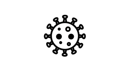 Stylized single graphic depicting a virus cell with a simple line drawing design