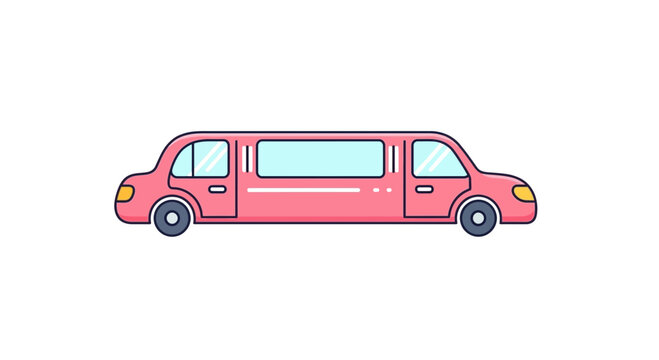 Stylized illustration of a vibrant pink limousine against a pristine white backdrop