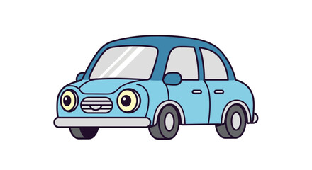 Whimsical Cartoon Car Illustration with Expressive Eyes and Bright Colors