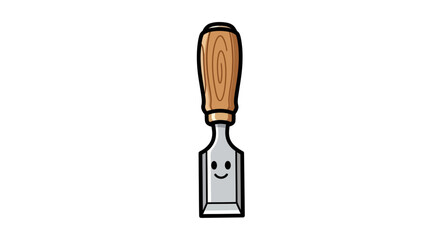 Whimsical wood chisel tool with happy face, perfect for crafting or woodworking projects
