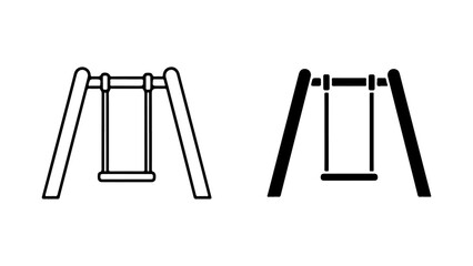 Black and White Minimalist Swing Set Icons Vector Illustration