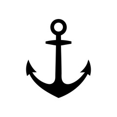 Minimal anchor silhouette simple nautical symbol vector clean marine design with white background