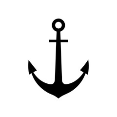 Minimal anchor silhouette creative ocean symbol vector clean boat icon with white background