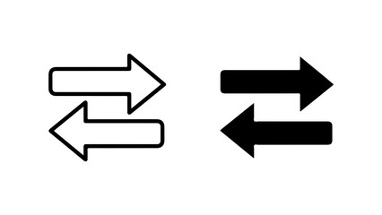 Black and White Exchange Arrows: Outline and Solid Icon Set