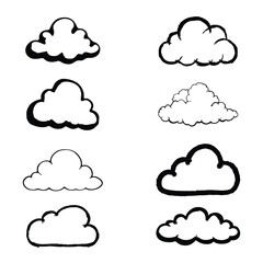 Obraz premium simple cloud black line art dark on white