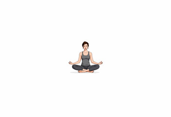 Calm and Focused Meditation Posture Illustrating Inner Peace and Mindfulness Through a Relaxed Sitting Pose in Minimalist Art Style