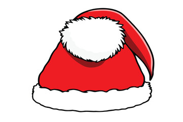 Santa hat with fluffy ball isolated holiday festive element