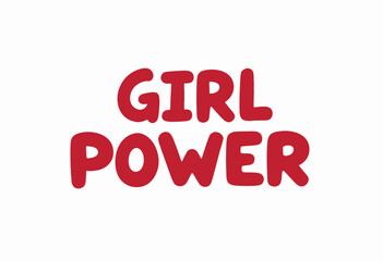 Bold Red Text Emphasizing Female Empowerment And Strength With The Words 'Girl Power' On A Clean White Background