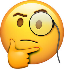 Thinking Emoji with Monocle – Curious Face Expression