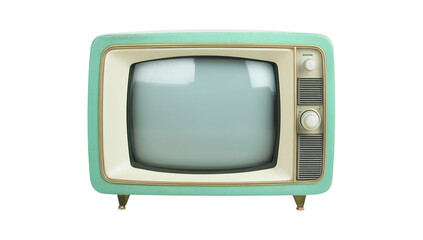 Retro television isolated on transparent background with a mint green color scheme